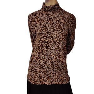 J. Crew Turtleneck Pullover Top Animal Print Light Weight